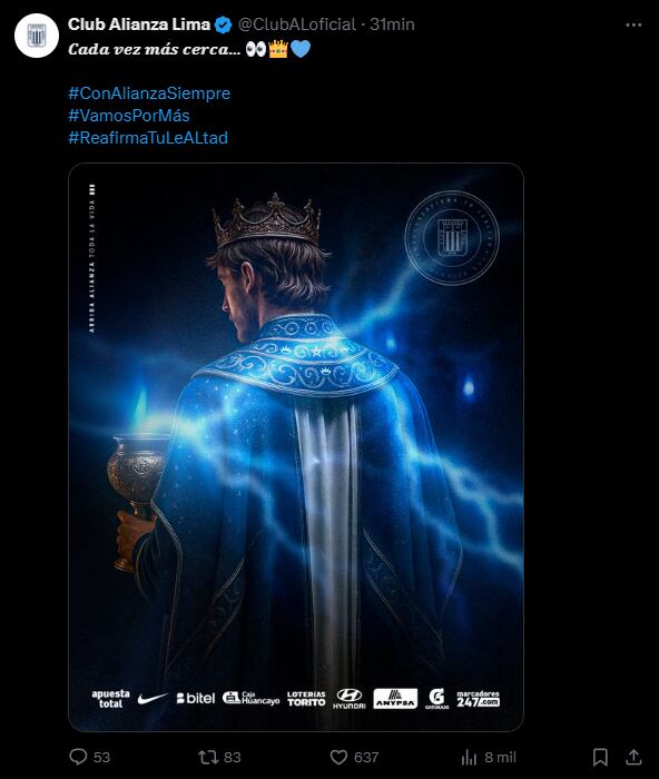 Alianza Lima y la publicación de cada vez más cerca Gentile | Foto: Alianza Lima