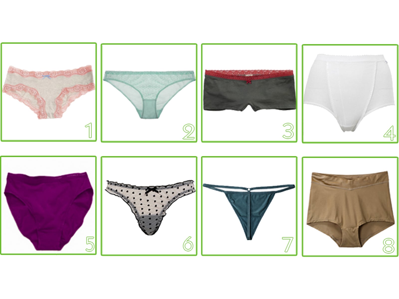 ¿Te has preguntado si la ropa interior que usas puede revelar algo sobre tu forma de ser? Este test visual te sorprenderá. A continuación, te presentamos una selección de diferentes tipos de ropa interior.