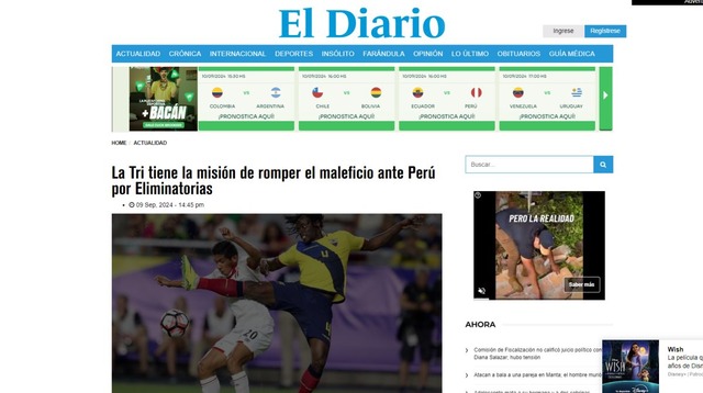 Así vive la prensa de Ecuador la previa del partido por las Eliminatorias 2026. (Foto: capturas de pantalla)