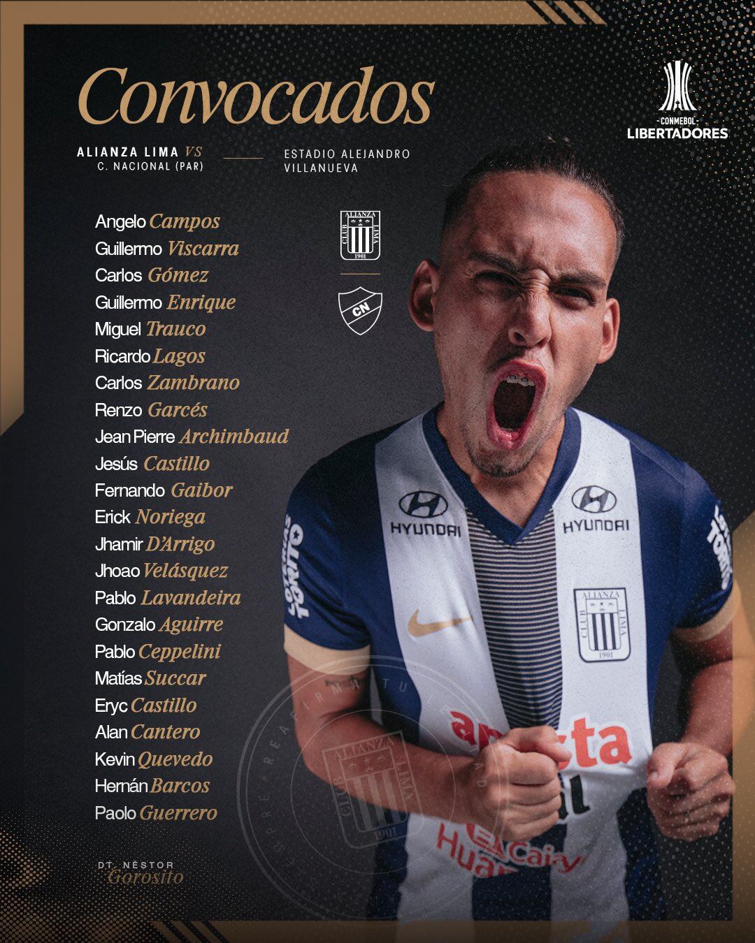 Lista de convocados de Alianza Lima para el partido de vuelta contra Nacional por la Copa Libertadores (Foto: @ClubALoficial).