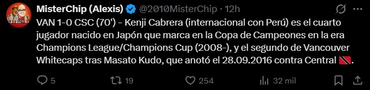 Mister Chip reveló un dato del gol del futbolista peruano-japonés. (Foto: Captura X)