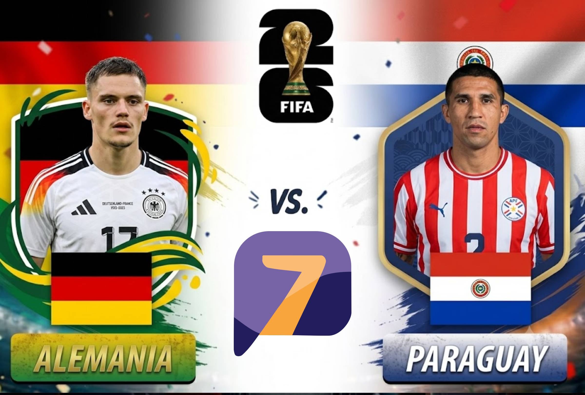 FOXBOROUGH, MASSACHUSETTS (ESTADOS UNIDOS), 29/06/2026.- TV Azteca 7 transmitirá EN VIVO el partido de Paraguay vs. Alemania por los 16avos de final del Mundial 2026. El compromiso se realizará en Gillette Stadium, Foxborough, Estados Unidos. Imagen creada por Gemini.