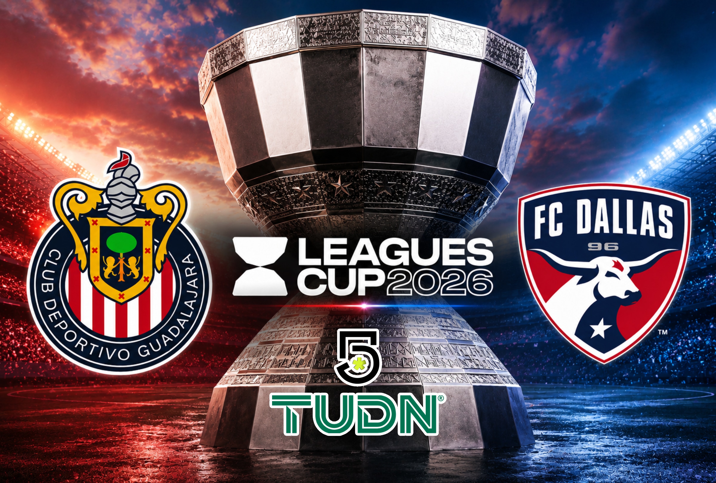 SAN JOSÉ, CALIFORNIA (ESTADOS UNIDOS), 08/08/2026.- Cobertura oficial de Canal 5 y TUDN EN VIVO GRATIS para ver el partido Chivas de Guadalajara vs. FC Dallas hoy por la Jornada 2 de la Leagues Cup 2026 en el PayPal Park de San José, California. FOTO DE NOÉ YACTAYO