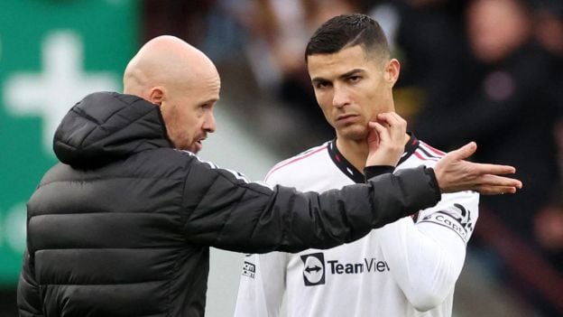 Erik Ten Hag y Cristiano Ronaldo no acabaron en los mejores términos. (Foto: Reuters)