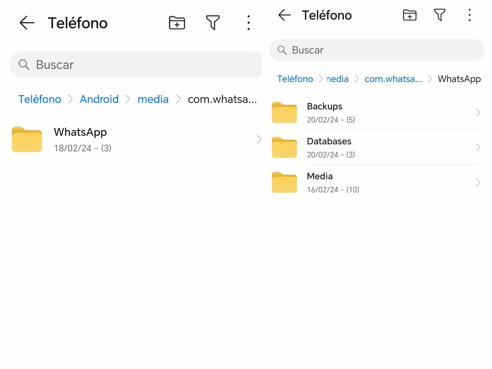 WHATSAPP | Recuerda que si no ves estas carpetas en tu celular, debes ir a los Ajustes y activar la función para visualizar los archivos ocultos. (Foto: MAG - Rommel Yupanqui)