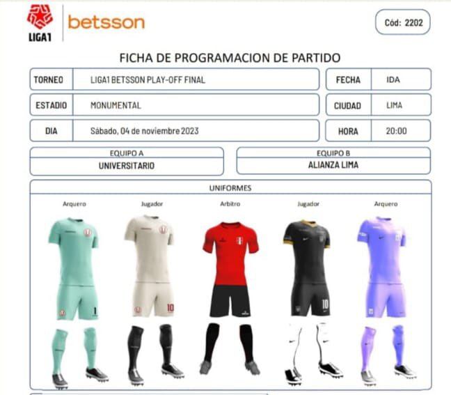 Estas serán las camisetas para la primera final de la Liga 1 2023. (Imagen: Liga 1)