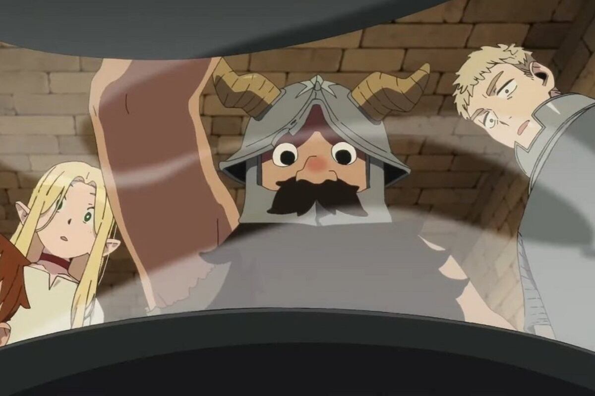 Marcille, Senshi y Laios preparando un exquisito platillo en el anime "Delicious in Dungeon" (Foto: Netflix)