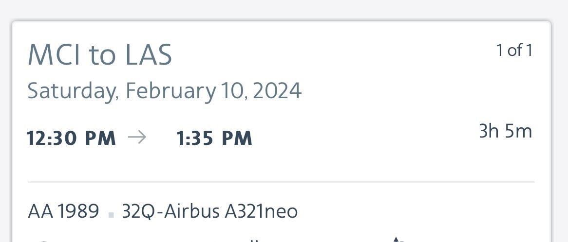 CELEBS | American Airlines ha añadido vuelos especiales entre los aeropuertos de Kansas City y Las Vegas durante el fin de semana del Super Bowl. Dos de estos vuelos llevan el número 1989, en clara referencia al año de nacimiento de Taylor Swift y posiblemente a su icónico álbum. (Foto: Captura)