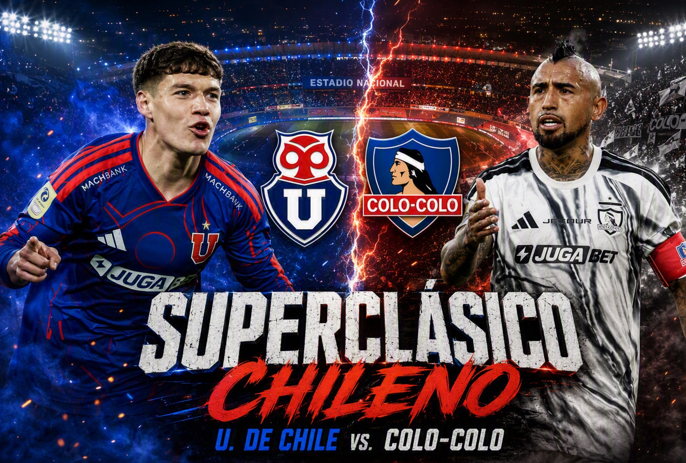 SANTIAGO DE CHILE, CHILE, (23-08-2026).- Hora y canal de TV que transmitirá EN VIVO el superclásico de Chile entre la U de Chile vs. Colo Colo desde el Estadio Nacional. FOTO: Imagen creada por la IA de Copilot.