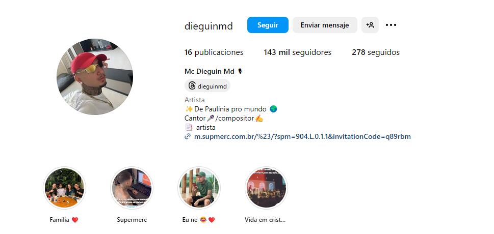 El joven brasileño era una estrella local en Instagram (Foto: Mc Dieguin / Instagram)