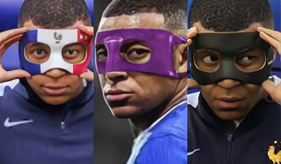 Kylian Mbappé comenzó a usar la máscara desde el 17 de junio, después de sufrir una fractura en la nariz durante la fase de grupos. (Foto: Composición Depor).