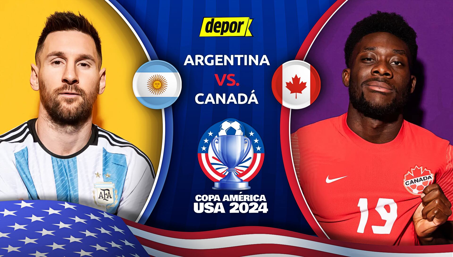 Argentina vs Canadá chocan por la fecha 1 de la Copa América 2024. (Diseño: Depor)