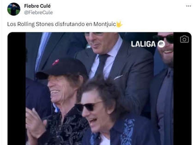 Barcelona vs. Real Madrid | Mick Jagger se mostró feliz en el Estadio Olímpico de Montjuic. (Foto: @FiebreCule / Twitter)