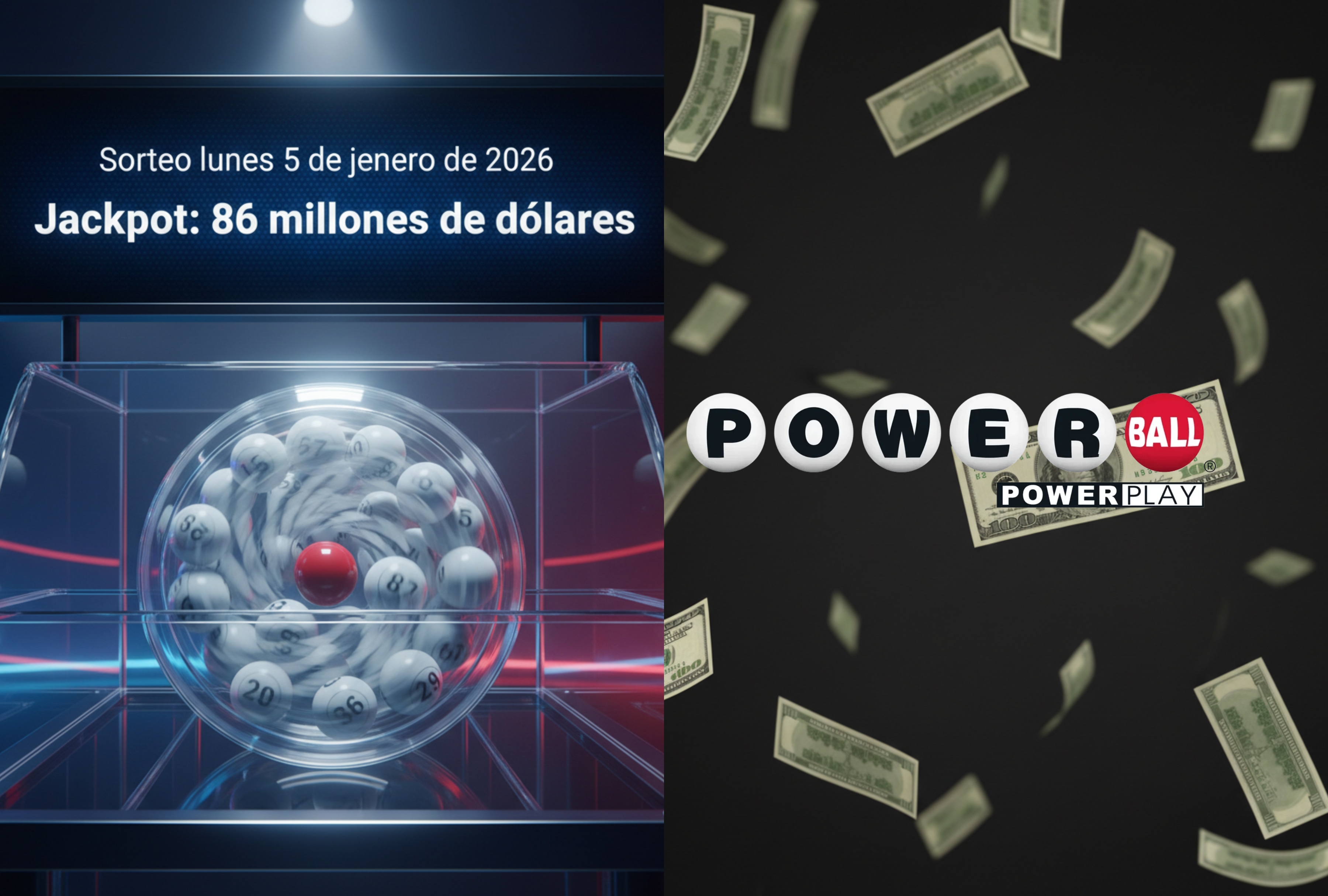 ¡Resultados al momento! Mira los números ganadores del Powerball EN VIVO hoy 05 de enero de 2026. El sorteo del jackpot de $86 millones ya está aquí; comprueba tu jugada y celebra el inicio de semana. | Crédito: Imagen creada por Depor usando la IA de Perplexity / Composición GEC