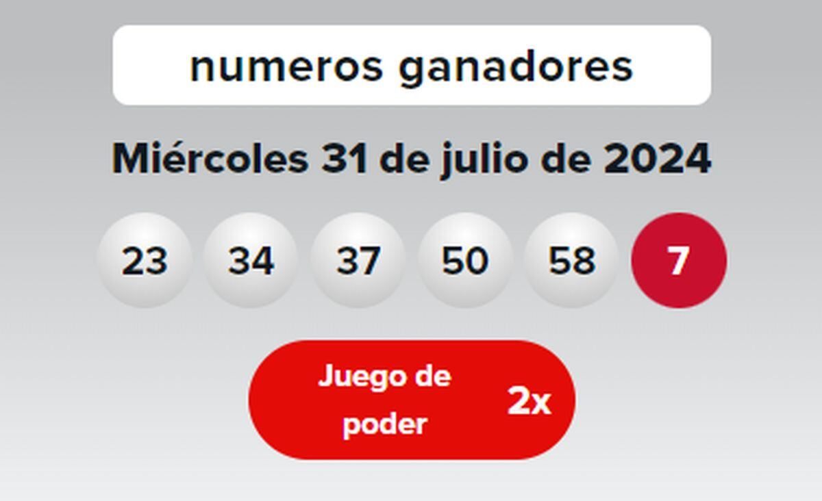 Números ganadores del sorteo del 31 de julio de 2024 (Foto: Powerball)
