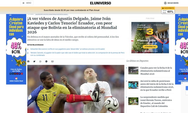 Así vive la prensa de Ecuador la previa del partido por las Eliminatorias 2026. (Foto: capturas de pantalla)