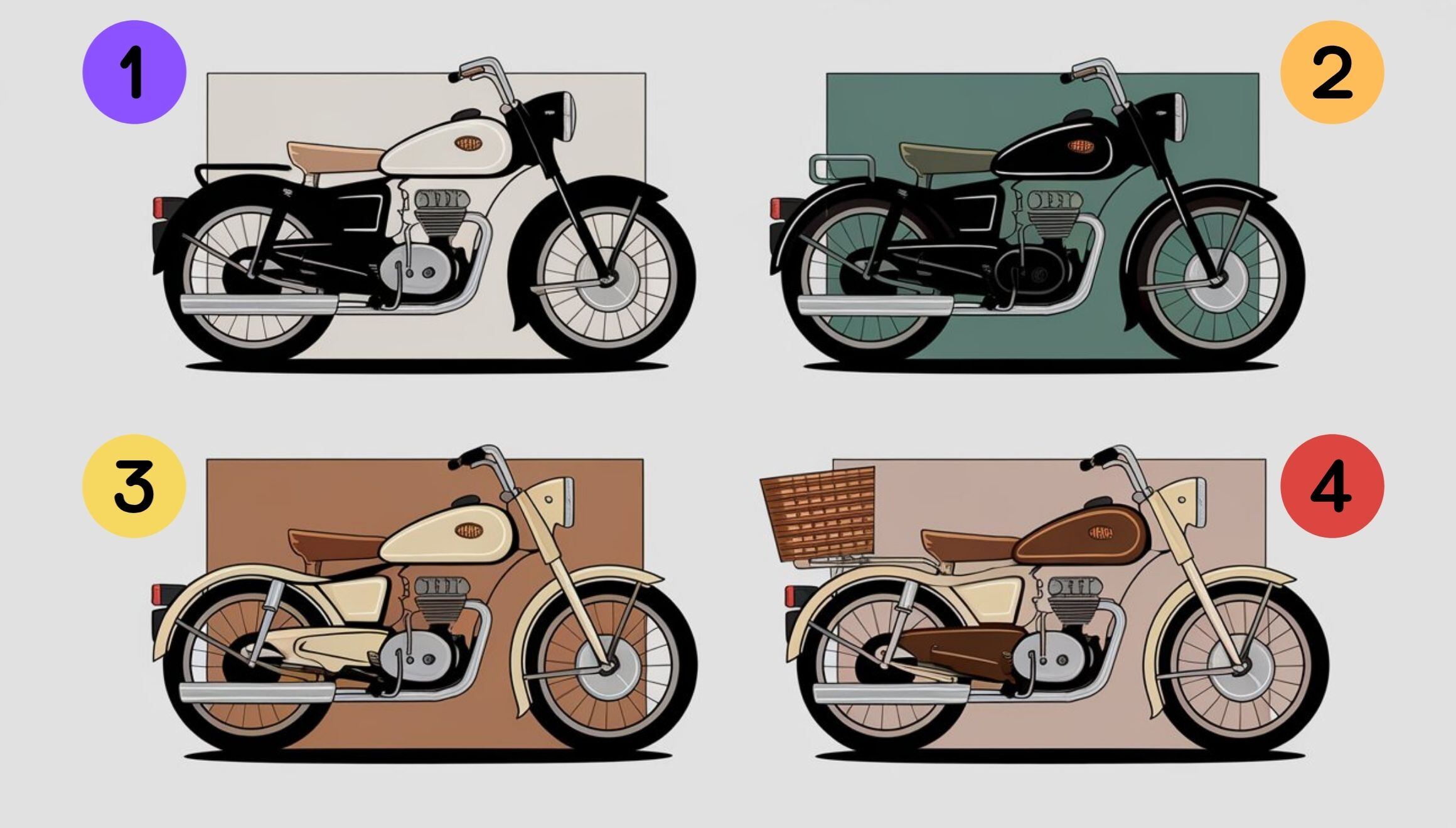 Escoge una de las cuatro motos en esta imagen para descubrir qué emoción te domina (Foto: Depor).