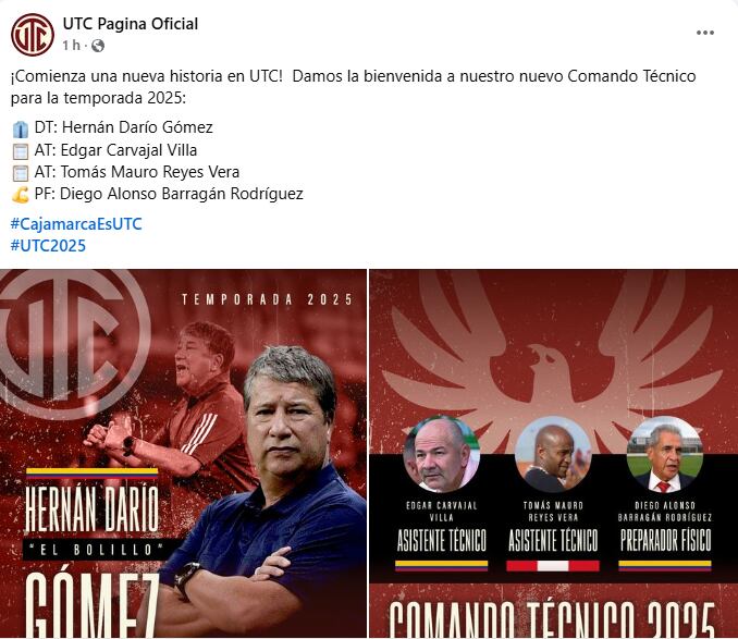 UTC confirmó al 'Bolillo' Gómez como su nuevo técnico para el arranque del 2025, pero nunca llegó. (Foto: Facebook UTC)