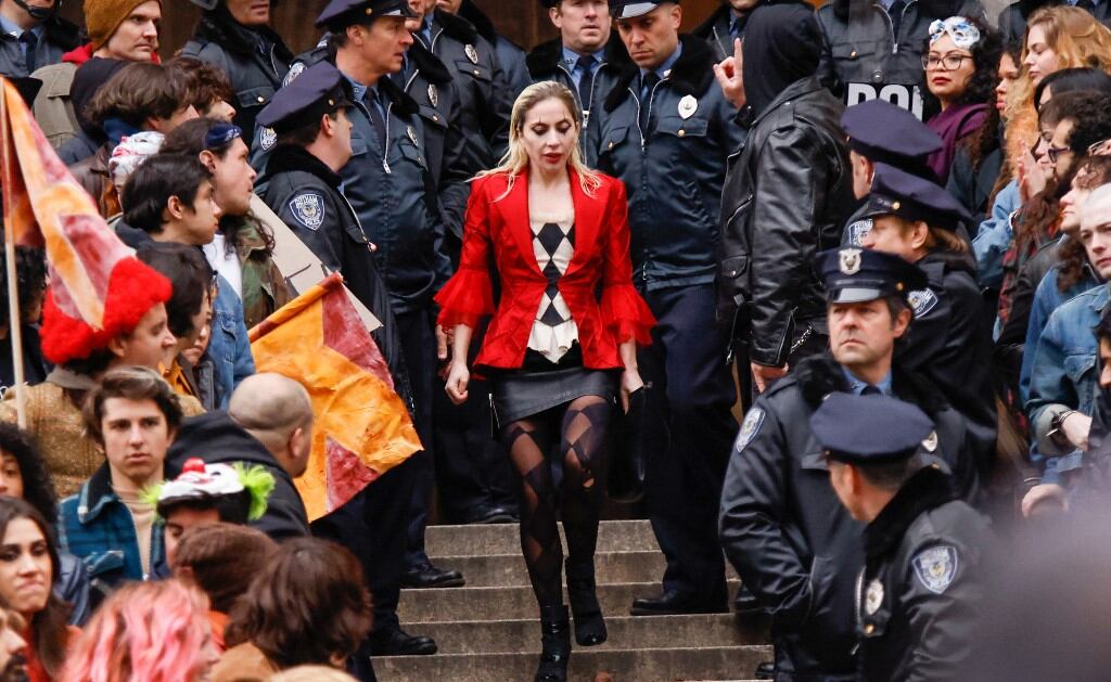 Lady Gaga durante el rodaje de "Joker: Folie Deux" (Foto: AFP)