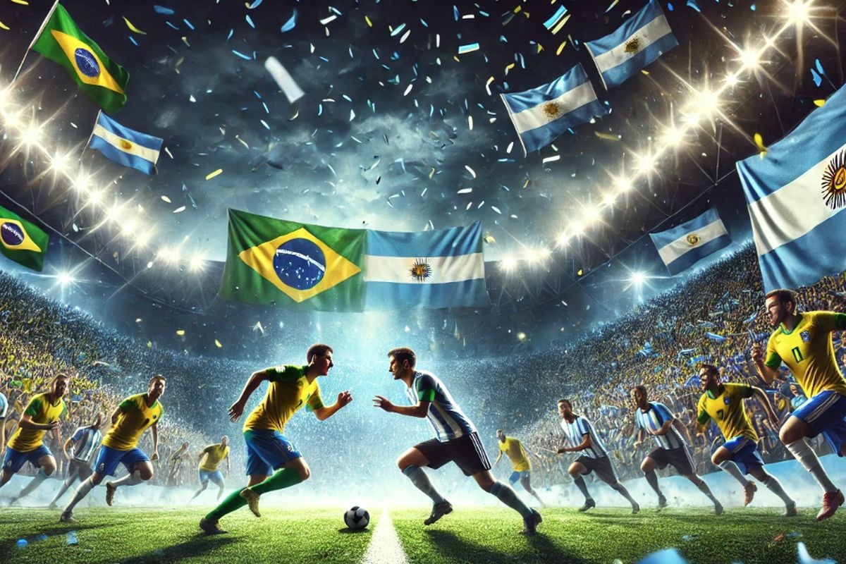 Argentina vs. Brasil este martes 25 de marzo de 2025 por la fecha 14 de las Eliminatorias al Mundial 2026. (Foto: Open AI)