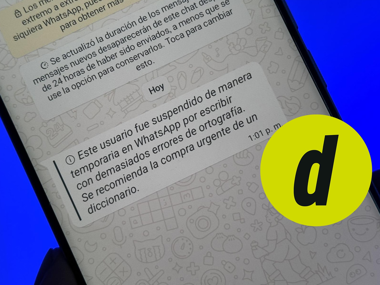 WHATSAPP | Así luce el mensaje "Este usuario fue baneado temporalmente de WhatsApp". (Foto: Depor - Rommel Yupanqui)