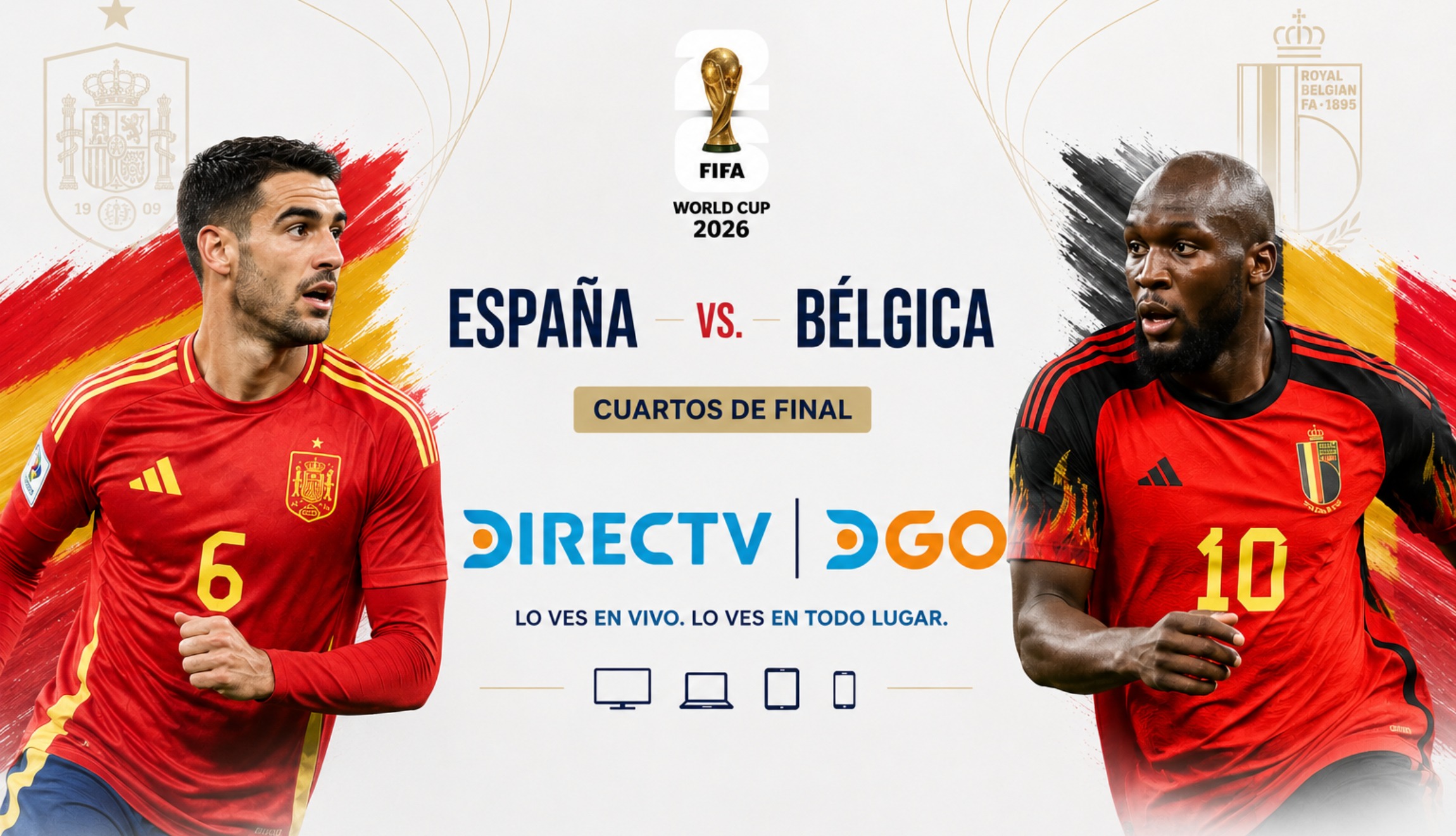 Señal de DIRECTV en vivo para ver la transmisión de España vs. Bélgica en directo, por los cuartos de final del Mundial de Fútbol 2026. (Foto: Imagen creada por Depor utilizando la IA de Chat GPT)