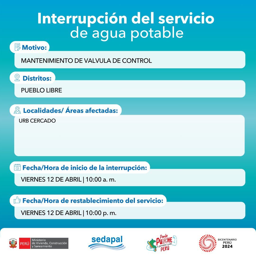 Sedapal anunció las zonas de Lima Metropolitana que no contarán con servicio de agua este 12 de abril. (Foto: Sedapal)