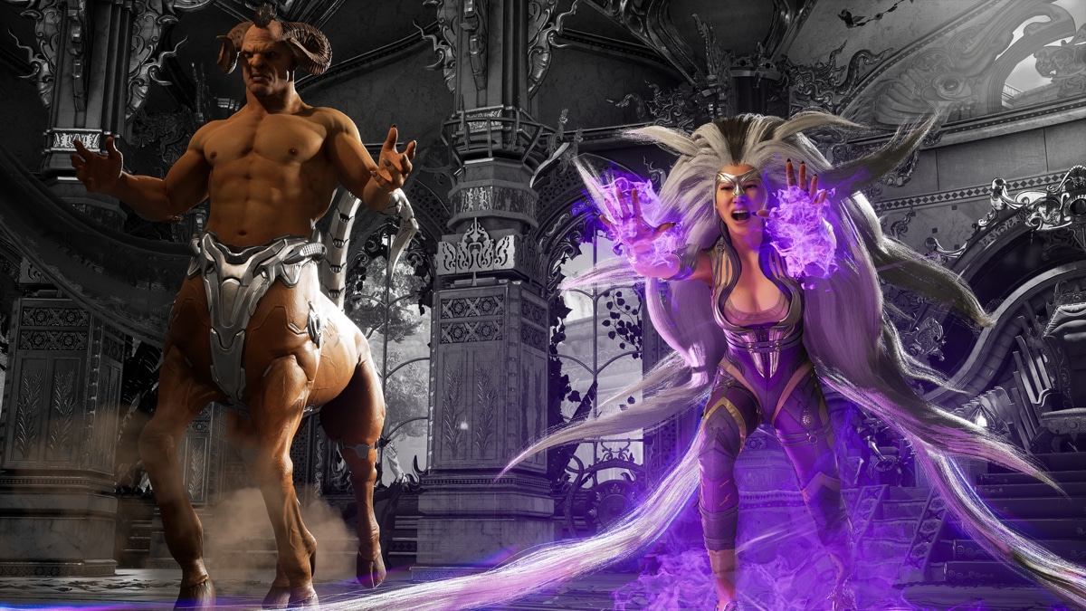 Motaro (Kameo) y Sindel en Mortal Kombat 1.