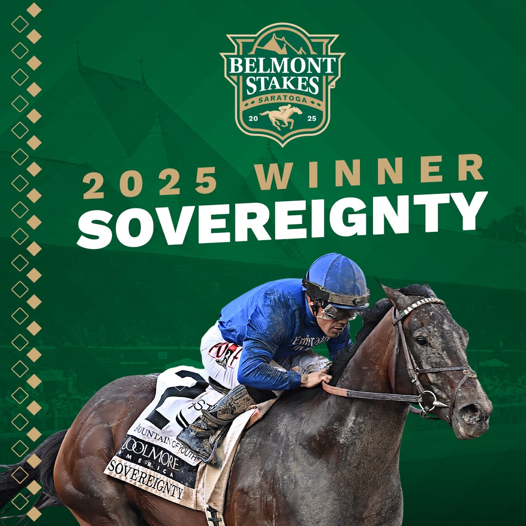 Sovereignty won the 2025 Belmont Stakes (Photo: X).