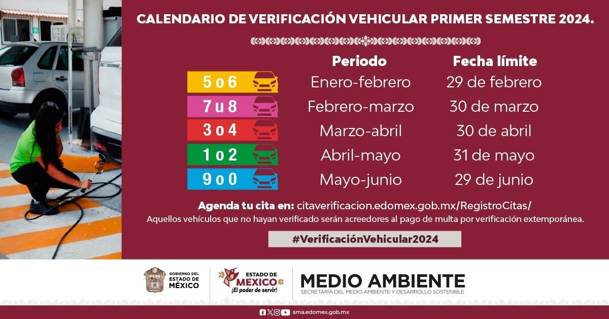 Calendario de la Verificación Vehicular 2023 (Foto:@FinanzasEdomex)