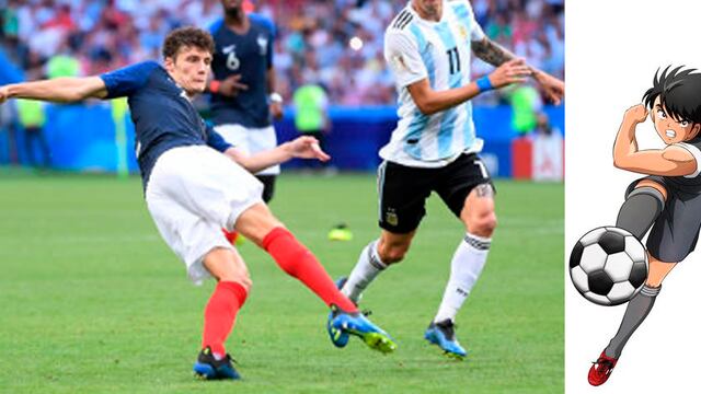 ¡Argentina vs. Francia a lo Super Campeones! Fans comparan el anime con el gol de Benjamin Pavard