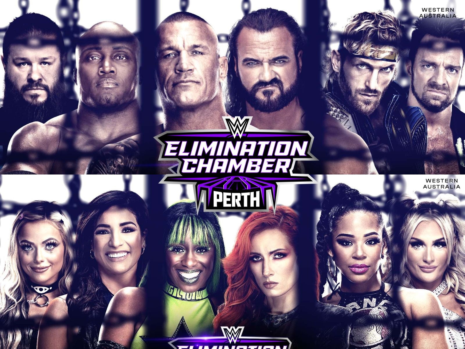 Sigue la cartelera minuto a minuto, resultados, streaming y dónde ver la lucha libre online de WWE Elimination Chamber 2024 en vivo desde Perth, Australia. | Crédito: wwe.com / Composición