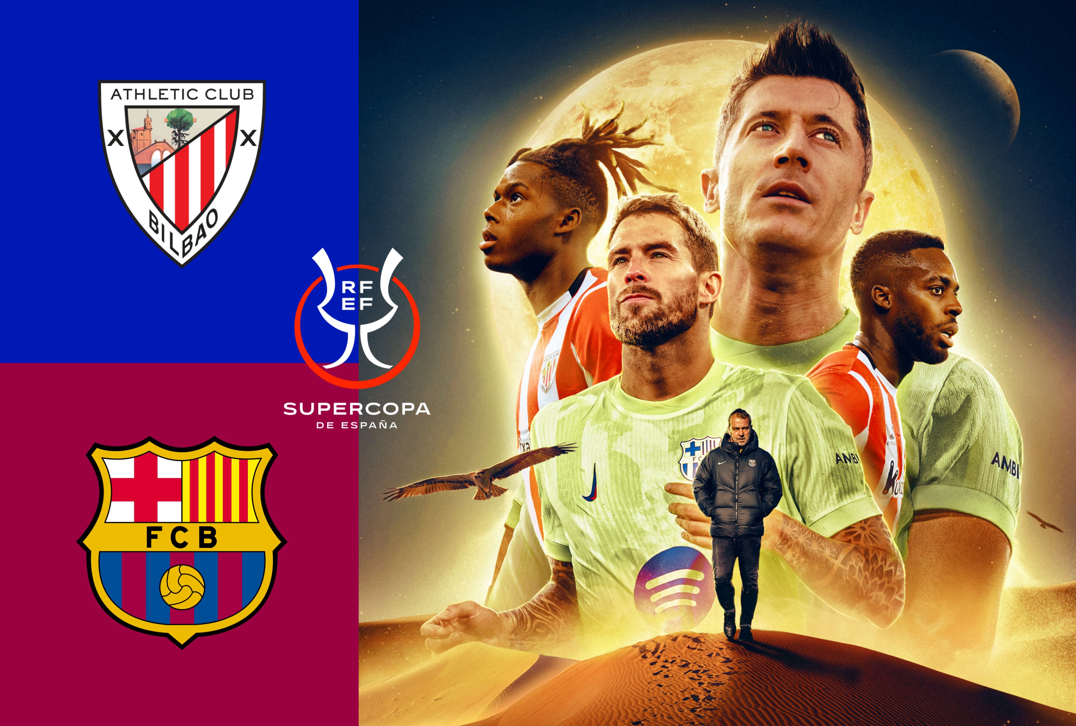 FC Barcelona vs. Athletic Club EN VIVO por la Supercopa de España 2026. Consulta el horario, canales de TV y dónde ver el partido hoy en USA y México. ¡No te pierdas el camino del Barça hacia el primer trofeo del año! | Crédito: fcbarcelona.es / Composición Depor