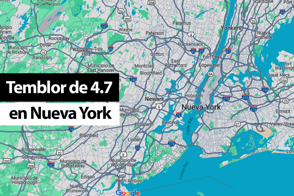 Un sismo de 4.7 sacudió Nueva York, a unas 5 millas al este de Lebanon, Nueva Jersey vía USGS. (Foto: Google Maps)