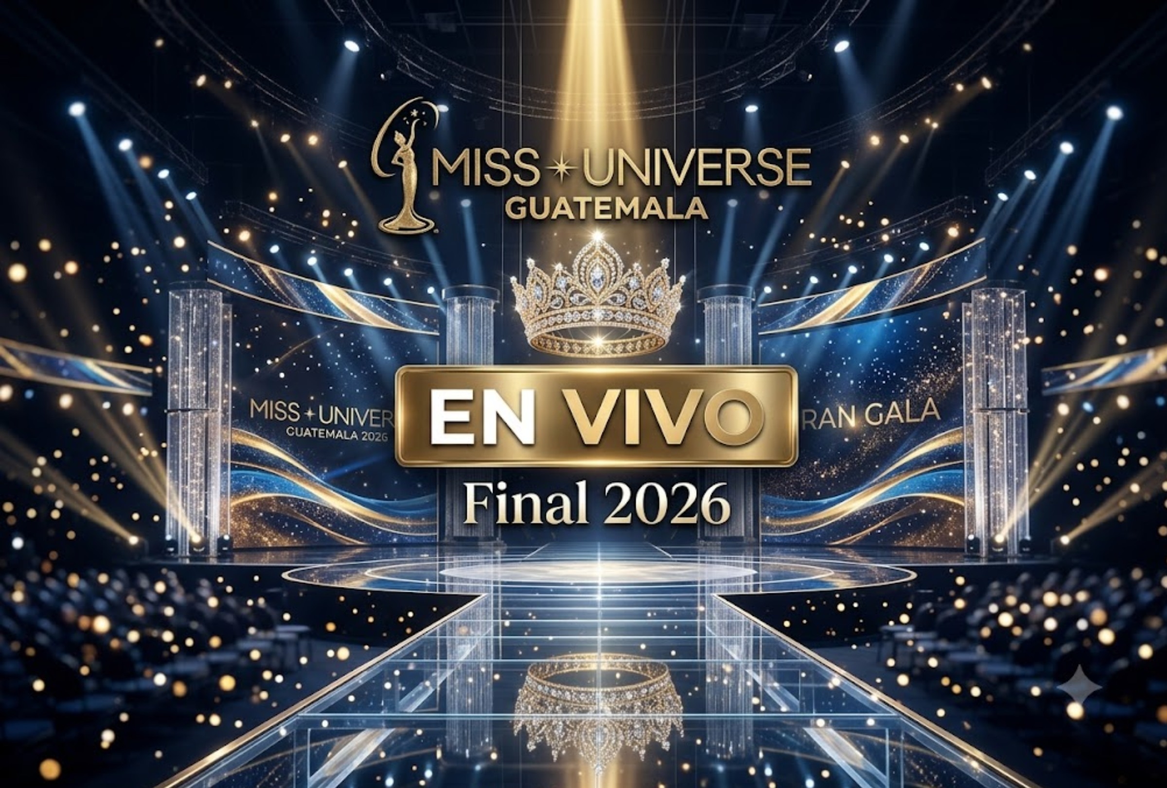 Horarios y canales para ver EN VIVO la transmisión de Miss Universo Guatemala 2026, que se realizará hoy sábado 8 de agosto en el Parque de la Industria, que está ubicado en la Ciudad de Guatemala. FOTO: Imagen IA de Gemini.
