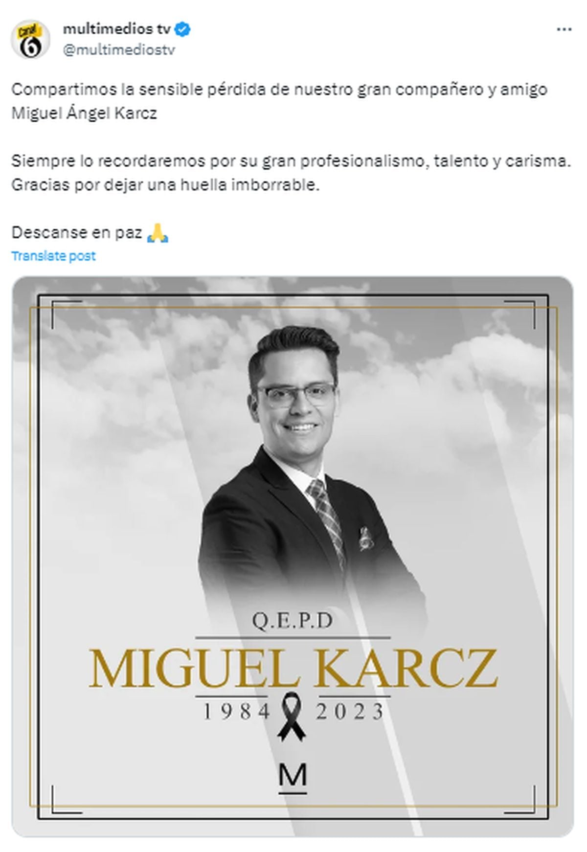 Miguel Ángel Karcz falleció el 13 de septiembre (Foto: Miguel Ángel Karcz / Instagram)