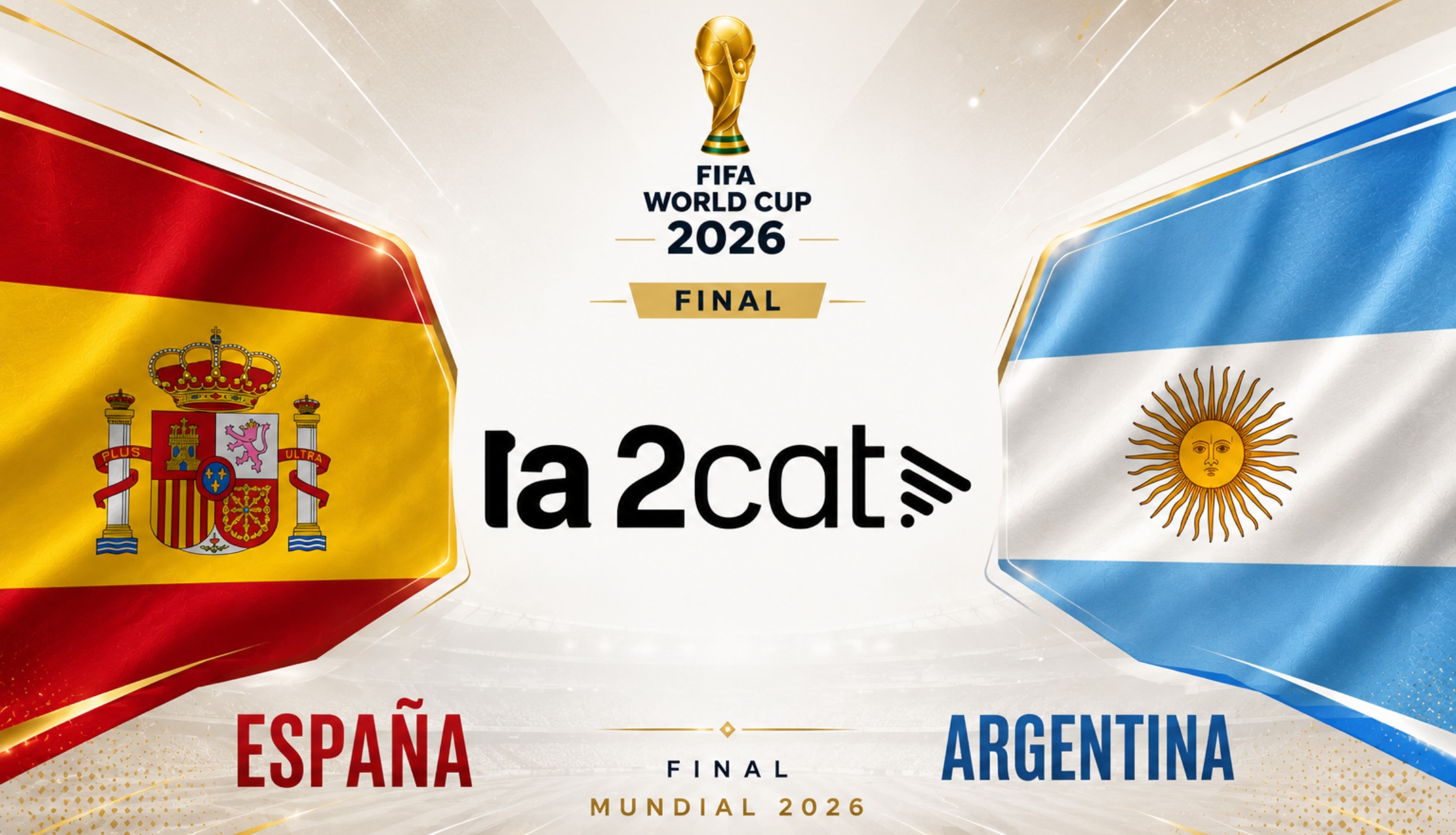 Señal de La 2Cat en directo para ver la retransmisión de España - Argentina por la final del Mundial de Fútbol 2026, este domingo 19 de julio, desde el Metlife Stadium de New Jersey. (Foto: Imagen creada por Depor utilizando la IA de Chat GPT)