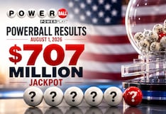 Powerball results for August 1, 2026: winning numbers drawn for $707 million jackpot