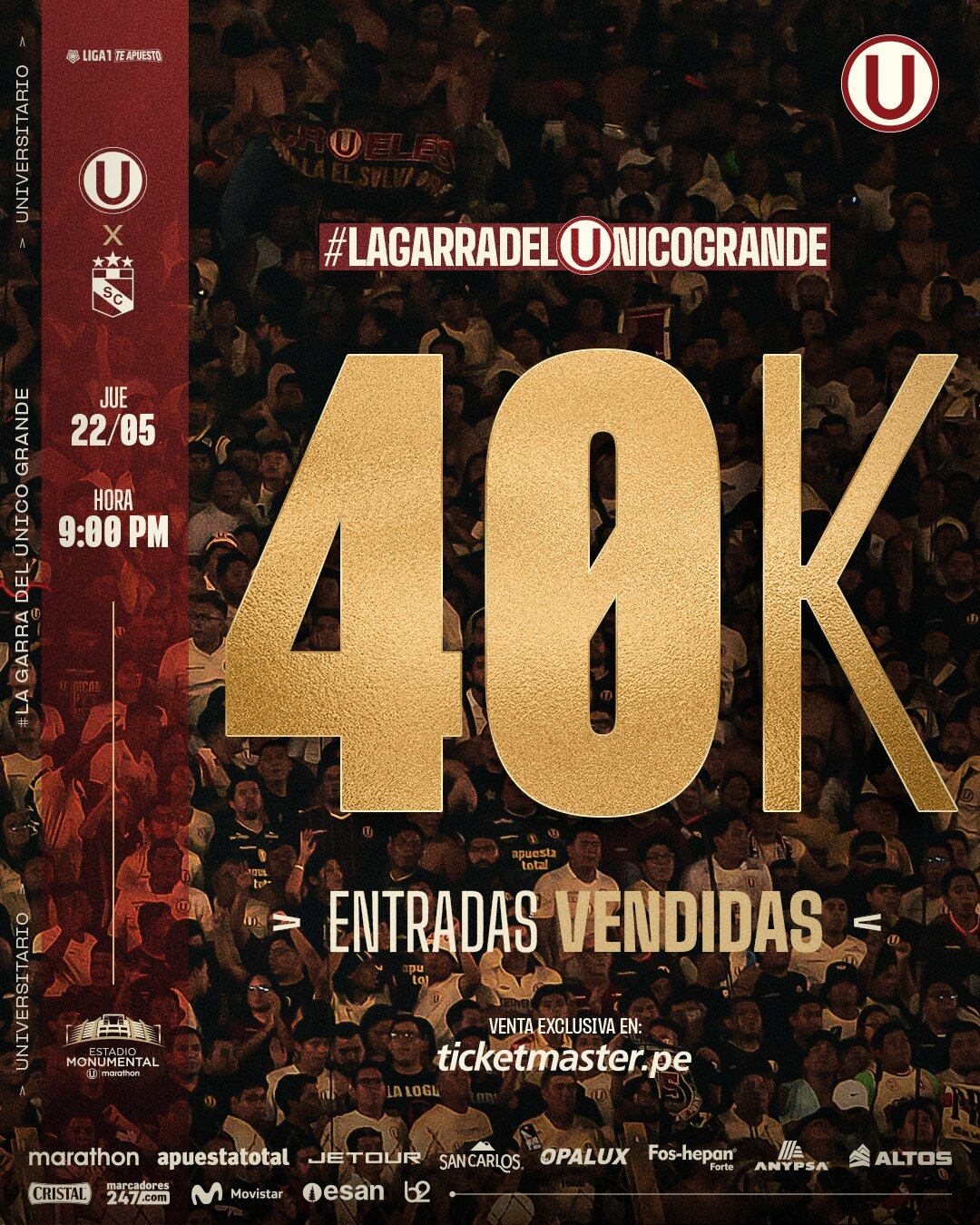 Se habían vendido más de 40 mil entradas para el partido entre Universitario de Deportes y Sporting Cristal. Habrá devolución.