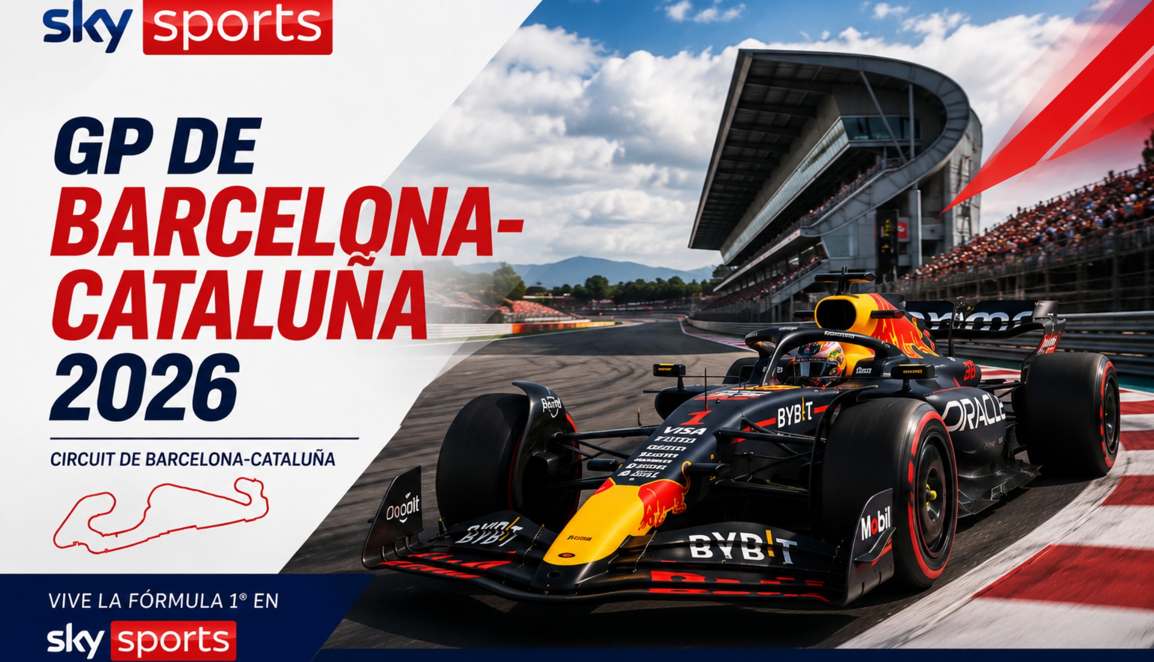 Desde México, sigue la señal de Izzi y Sky Sports HD para ver la transmisión del GP de Barcelona-Cataluña 2026, este domingo 14 de junio. (Foto: Imagen creada por Depor utilizando la IA de Chat GPT)