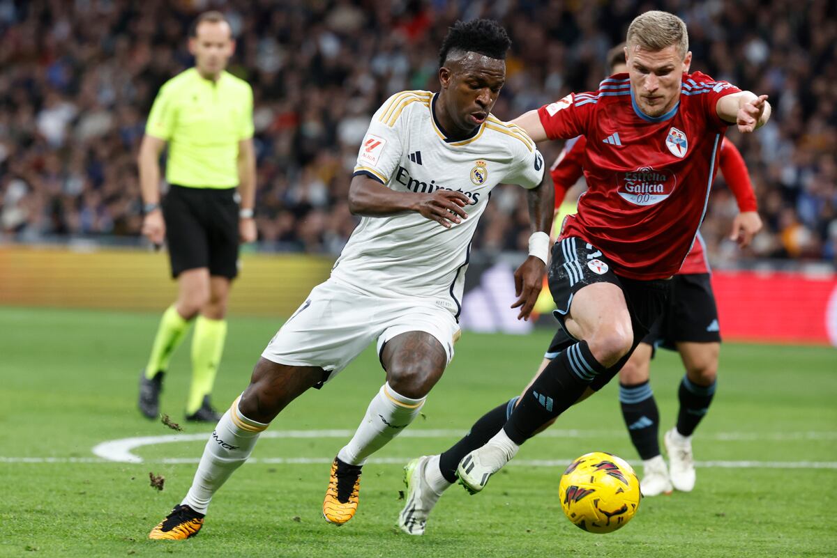 Vinícus Junior fue autor del primer gol del partido entre Real Madrid vs. Celta, válido por la fecha 28 de LaLiga de España. (Foto: EFE)