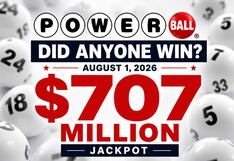 Did anyone win the $707 million Powerball on Aug. 1, 2026? Winning numbers and results