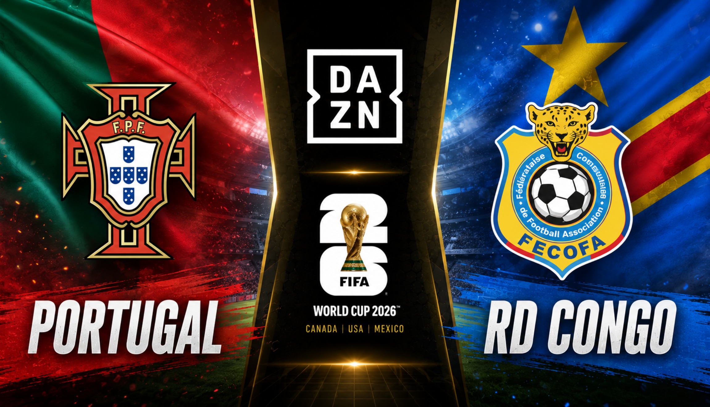 Retransmisión de DAZN Mundial para seguir el partido de Portugal vs. RD Congo, este miércoles 17 de junio, por la Jornada 1 del Grupo K del Mundial de Fútbol 2026. (Foto: Imagen creada por Depor utilizando la IA de Chat GPT)
