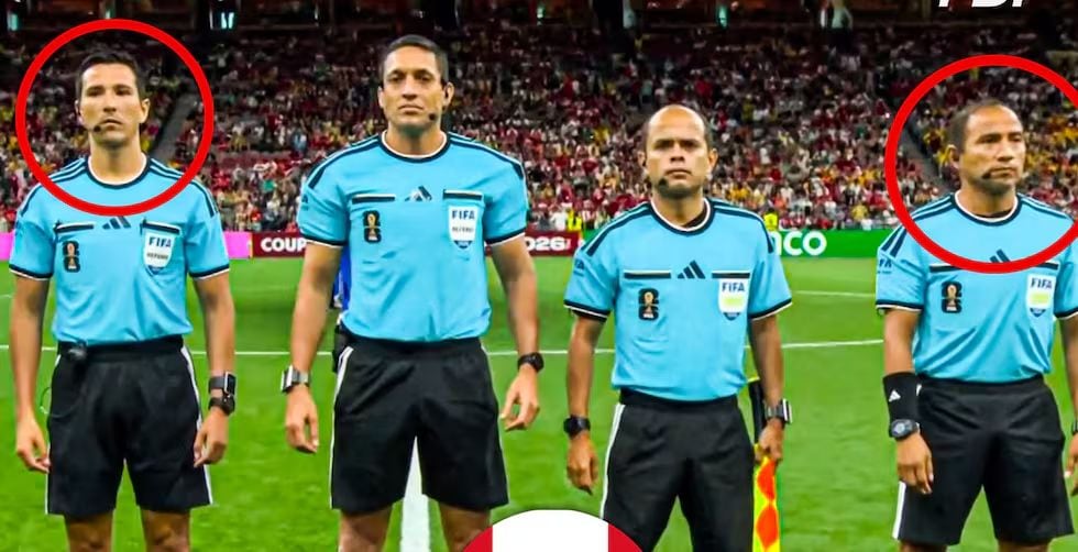 Ortega y Orué en la foto arbitral oficial del partido entre Australia y Turquía por el Mundial 2026.