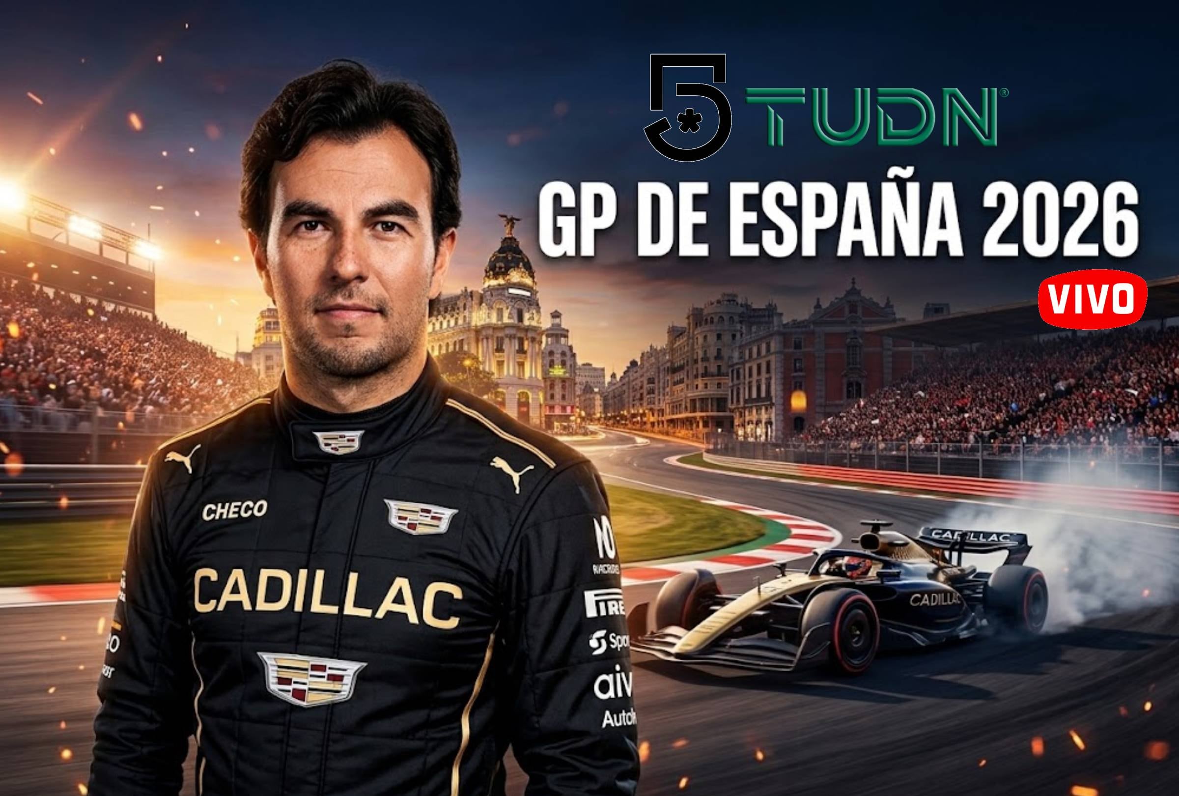 MADRID, ESPAÑA, 13-09-2026. TUDN y Canal 5 transmitirán el Gran Premio de España que se realizará en Madring, una de las carreras de la Fórmula 1 más esperadas de la temporada. FOTO: Imagen creada con la IA de Gemini.