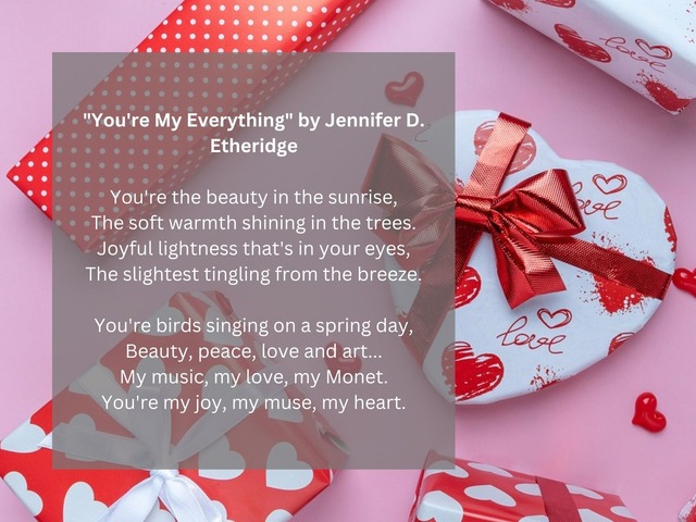 You're the beauty in the sunrise, / The soft warmth shining in the trees. / Joyful lightness that's in your eyes, / The slightest tingling from the breeze. /
You're birds singing on a spring day,
Beauty, peace, love and art... / My music, my love, my Monet. / You're my joy, my muse, my heart. | Photo by <a href="https://pixabay.com/es/users/waichi2021-20043186/?utm_source=link-attribution&utm_medium=referral&utm_campaign=image&utm_content=5954177">wichai bopatay</a> on <a href="https://pixabay.com/es//?utm_source=link-attribution&utm_medium=referral&utm_campaign=image&utm_content=5954177">Pixabay</a>
