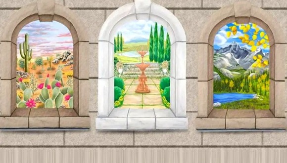 TEST VISUAL | En esta imagen se pueden apreciar tres ventanas que te muestran diferentes paisajes. (Foto: namastest.net)