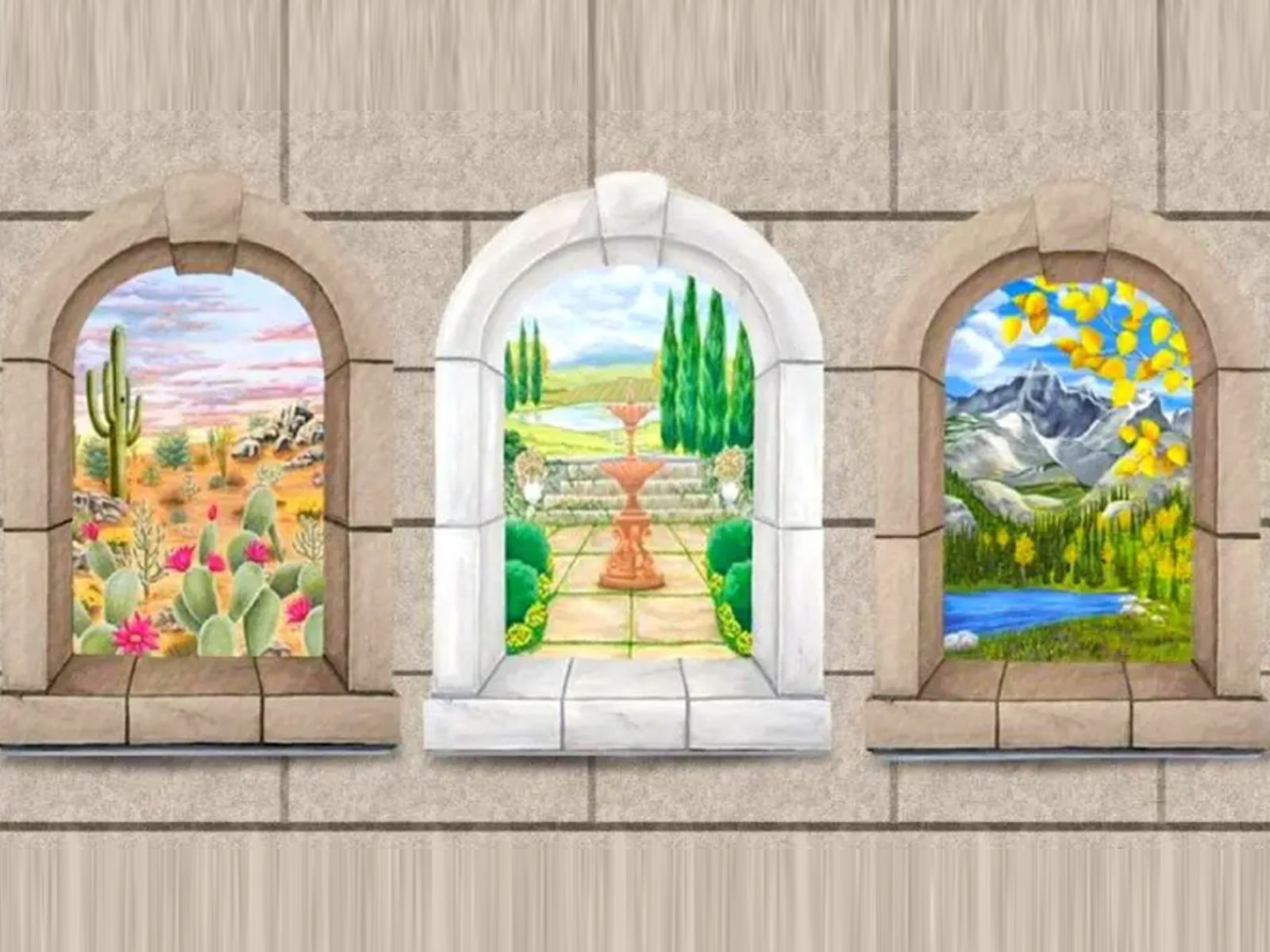 TEST VISUAL | En esta imagen se pueden apreciar tres ventanas que te muestran diferentes paisajes. (Foto: namastest.net)