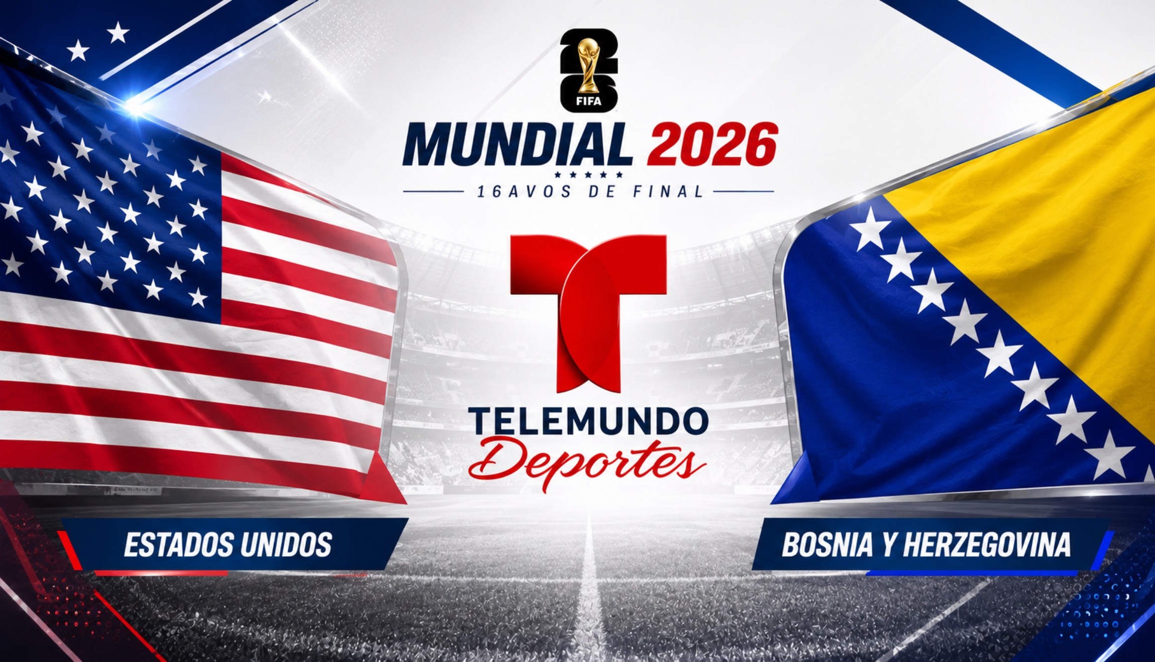 Señal de Telemundo Deportes EN VIVO para seguir el partido de Estados Unidos vs. Bosnia y Herzegovina en directo, este miércoles 01 de julio, por 16avos de final del Mundial de Fútbol 2026. (Foto: Imagen creada por Depor utilizando la IA de Chat GPT)