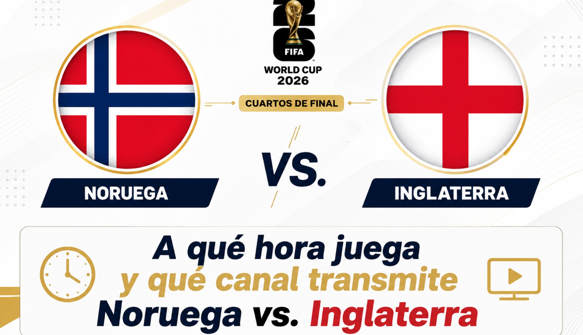 Consulta los horarios y canales de transmisión para ver Noruega vs. Inglaterra en vivo y en directo, este sábado 11 de julio, por los cuartos de final del Mundial 2026. (Foto: Imagen creada por Depor utilizando la IA de Chat GPT)
